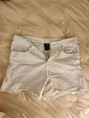 White Distressed Denim Shorts